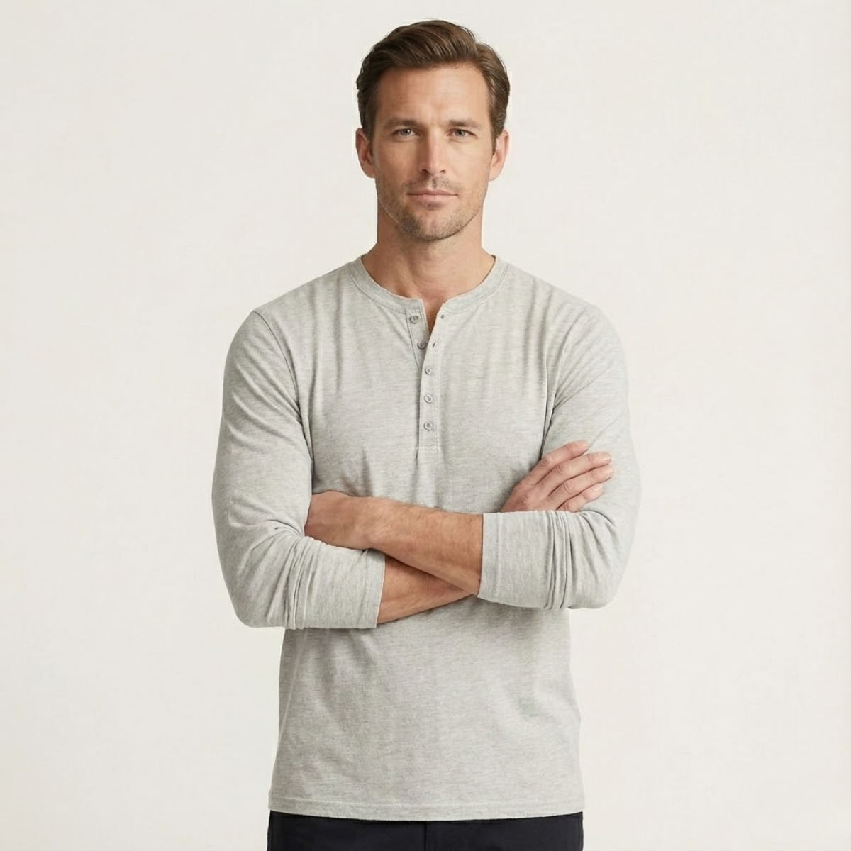 Men's Long Sleeve Cotton Henley Shirt