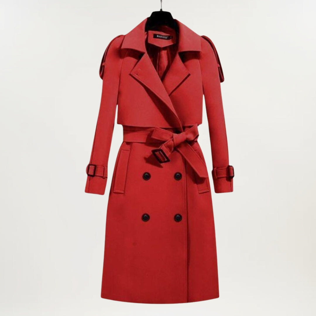 Women's Double Breasted Trench Coat Belted
