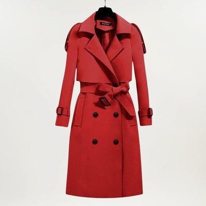 Women's Double Breasted Trench Coat Belted
