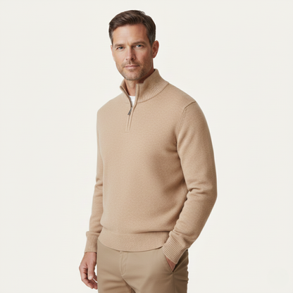 Men's Wool Quarter Zip Sweater Soft Knit