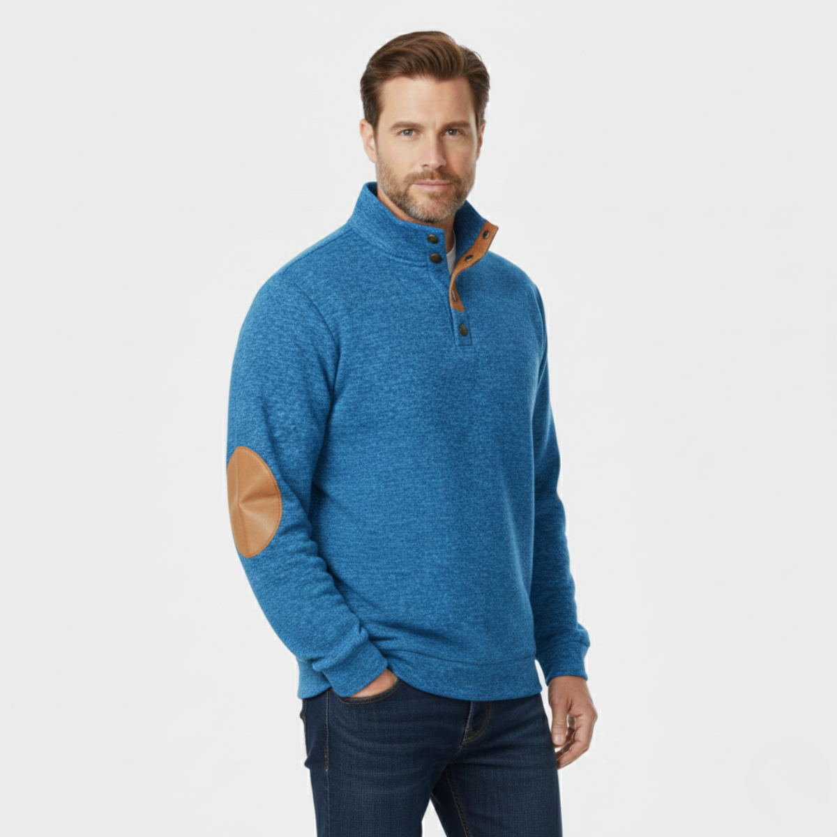 Men's Knitted Sweater Elbow Patches Heritage Style