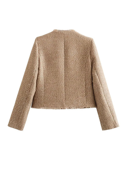 Women's Cropped Tweed Jacket Timeless Sophistication