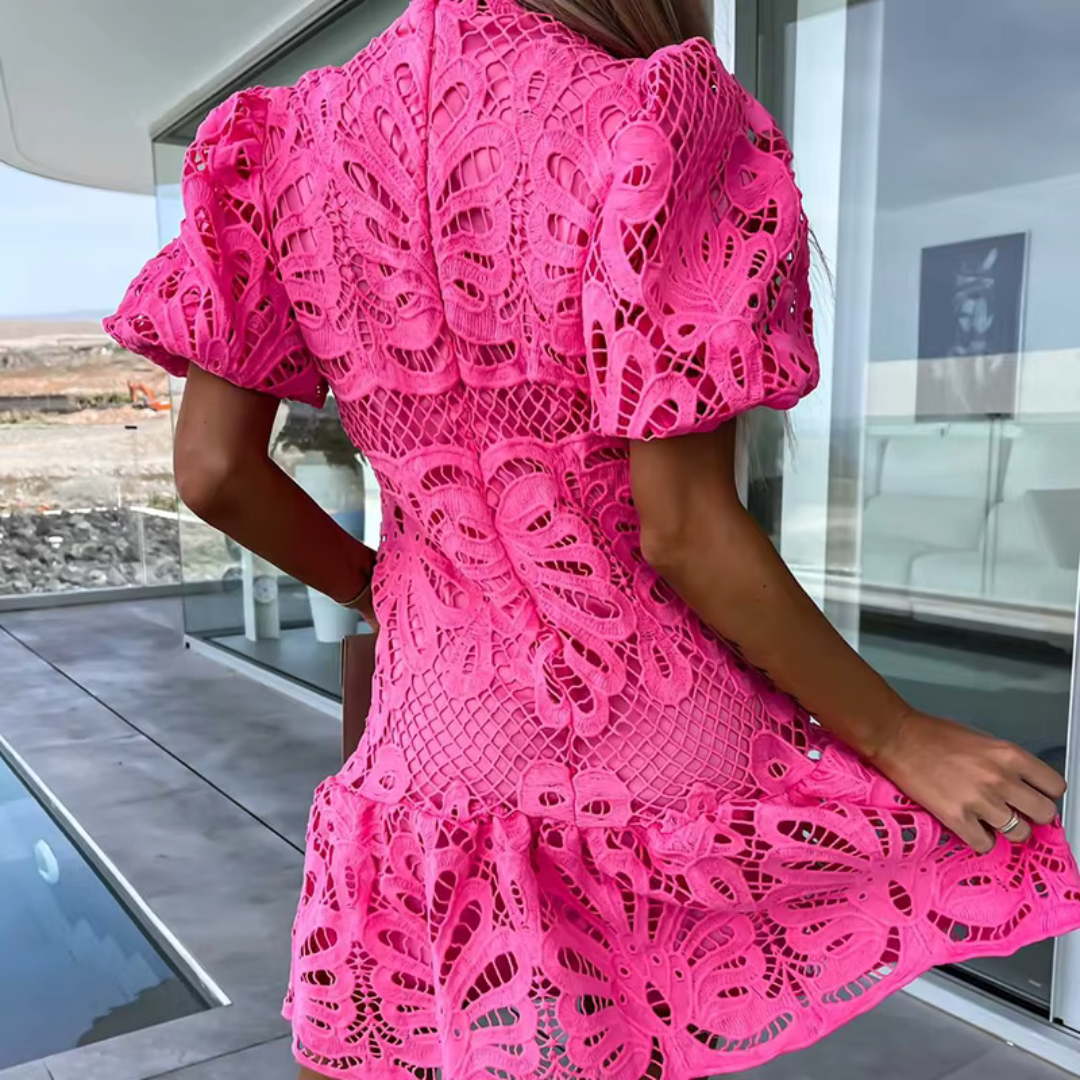 Women's Mini Party Dress Ruffles Cut-Out Detail