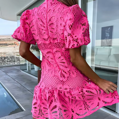Women's Mini Party Dress Ruffles Cut-Out Detail