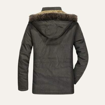 Men's Fur Hooded Jacket Warm Multi-Pocket