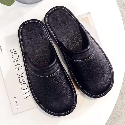 Men's Leather Slip On House Shoes Clogs