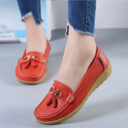 Women's Leather Cut-Out Ballerina Flats