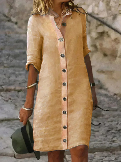Women's Linen Midi Dress Natural