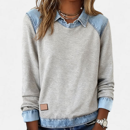 Women's Long Sleeve Sweater Layered Collar