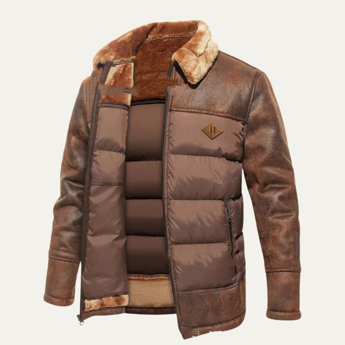 Men's Quilted Faux Leather Jacket