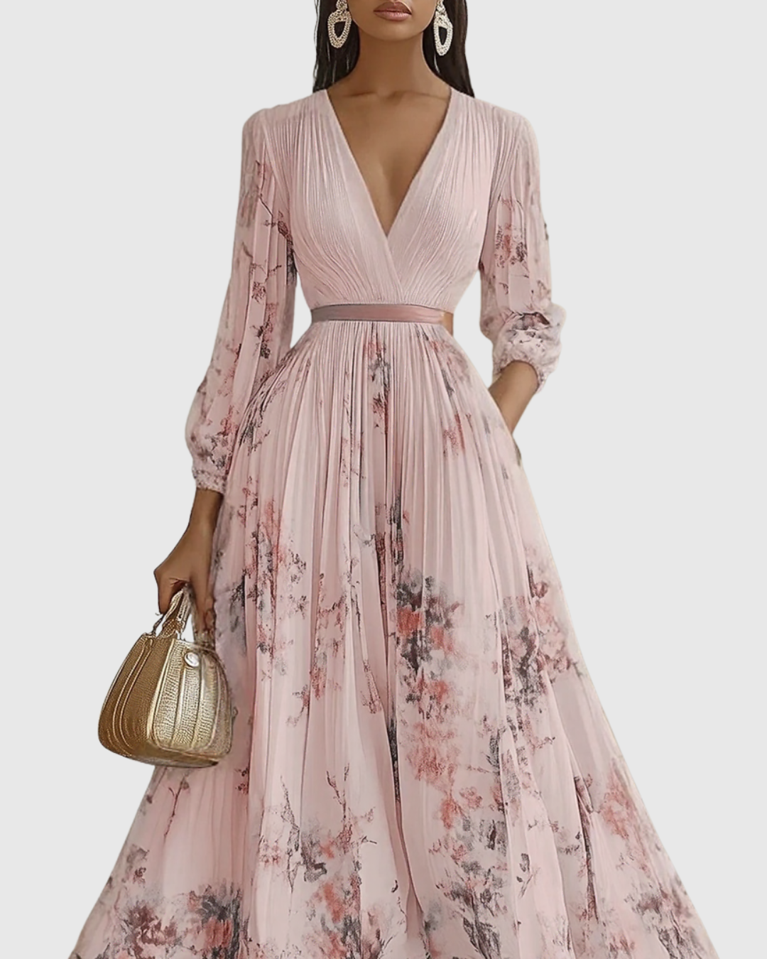 Women's Pleated Maxi Dress Elegant