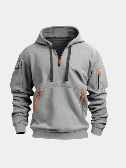 Men's Quarter Zip Hoodie Multi Pocket - Vonnera