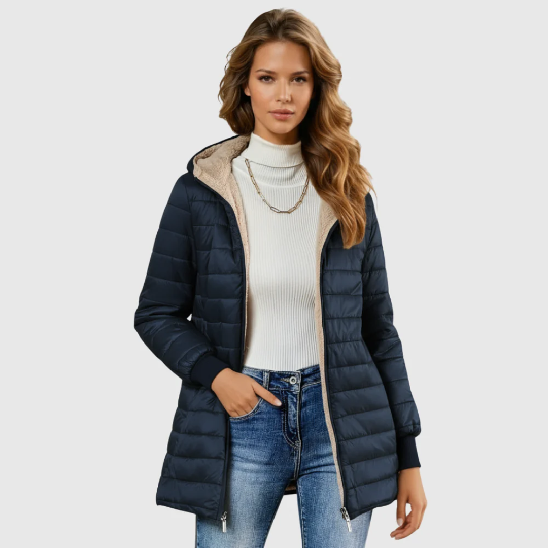 Women's Short Quilted Padded Zip Up Coat