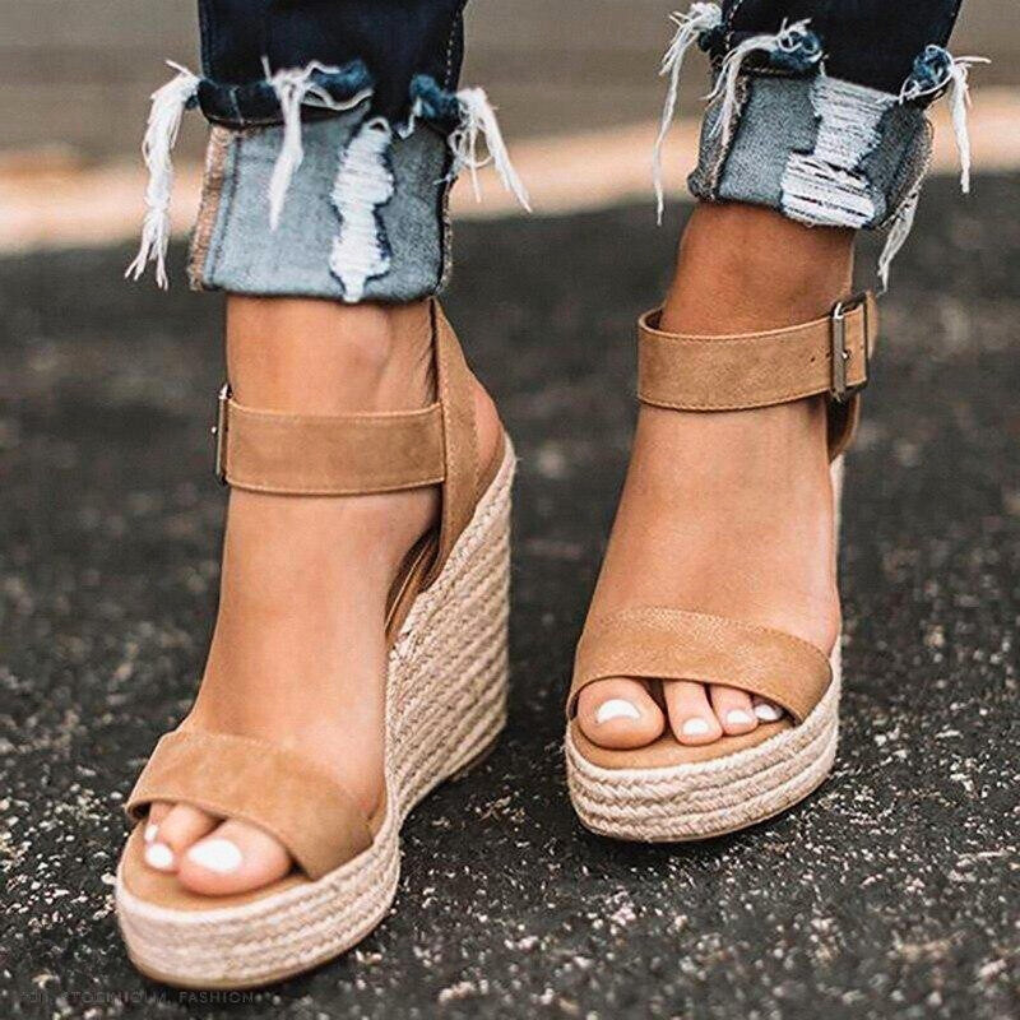 Women's T Strap Wedge Sandals