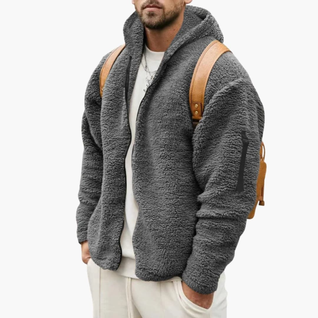 Men's Fleece Hooded Zipper Jacket