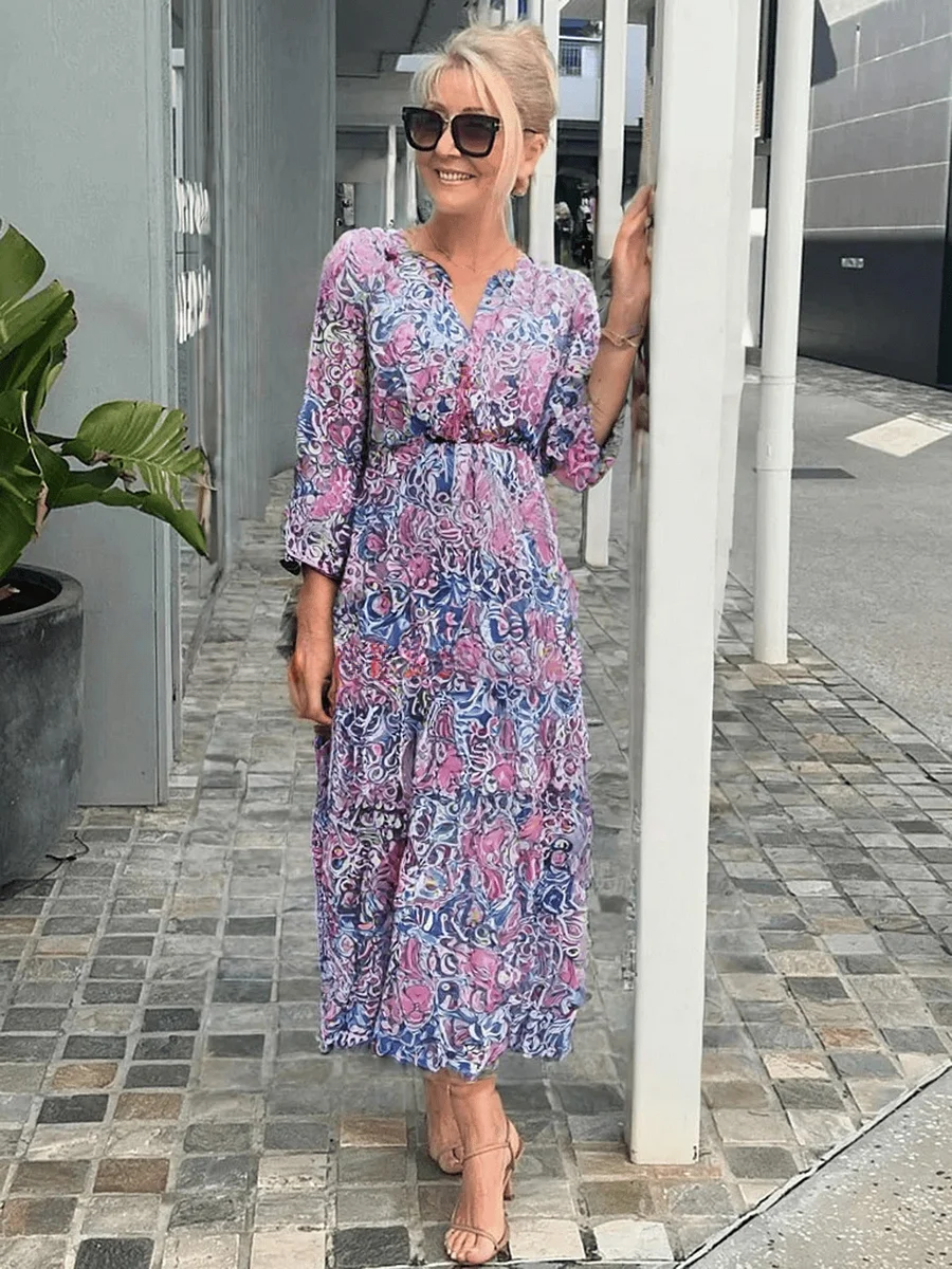 Women's Long Sleeve Maxi Boho Dress
