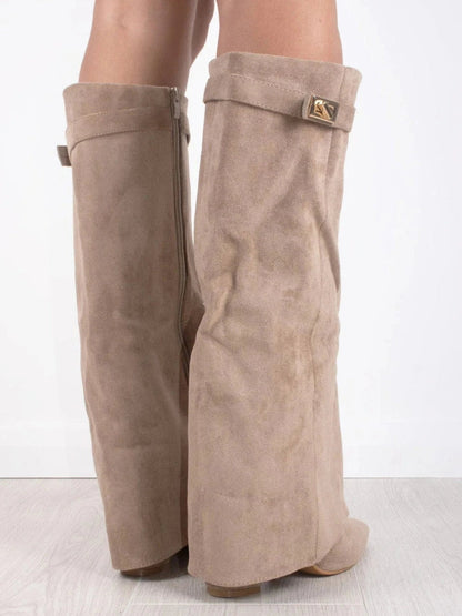 Knee High Suede Boots With Heel