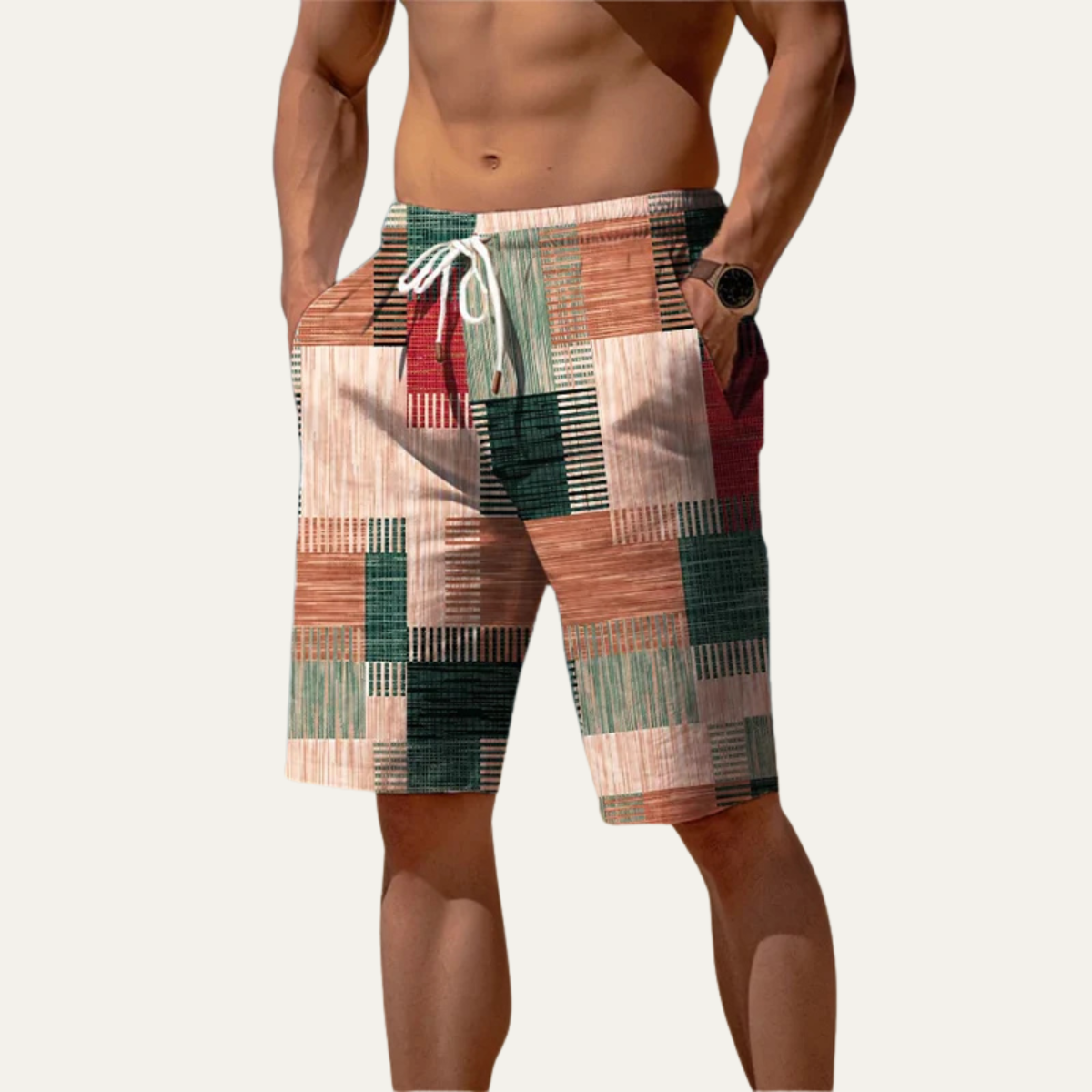 Men's Checked Drawstring Shorts