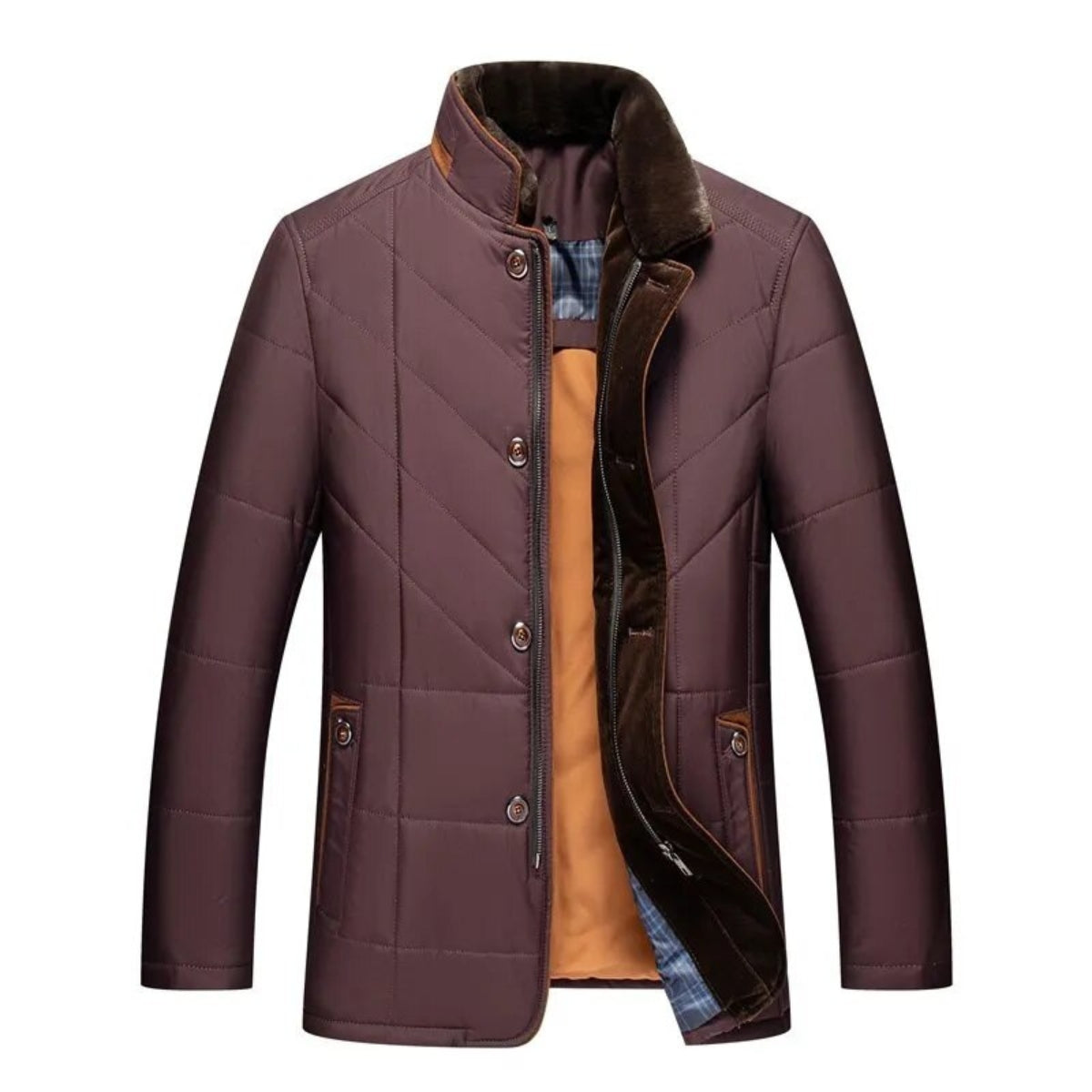 Men's Quilted Winter Jacket With Pockets