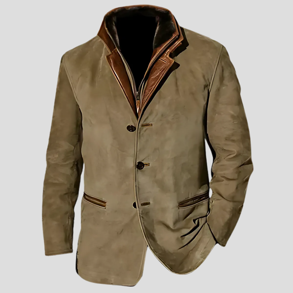 Men's Contrast Collar Retro Jacket