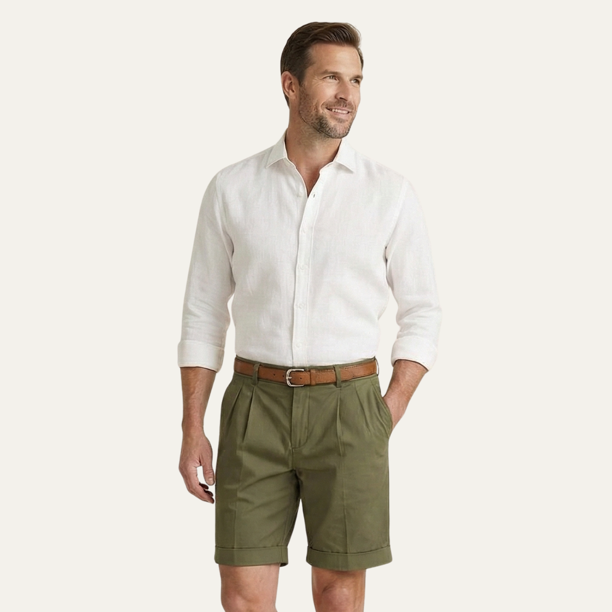 Henwick Men's Linen Shorts Tailored Summer Beige
