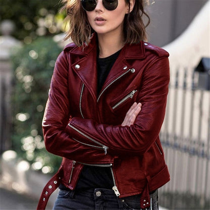 Leather Biker Jacket Vibrant Colors