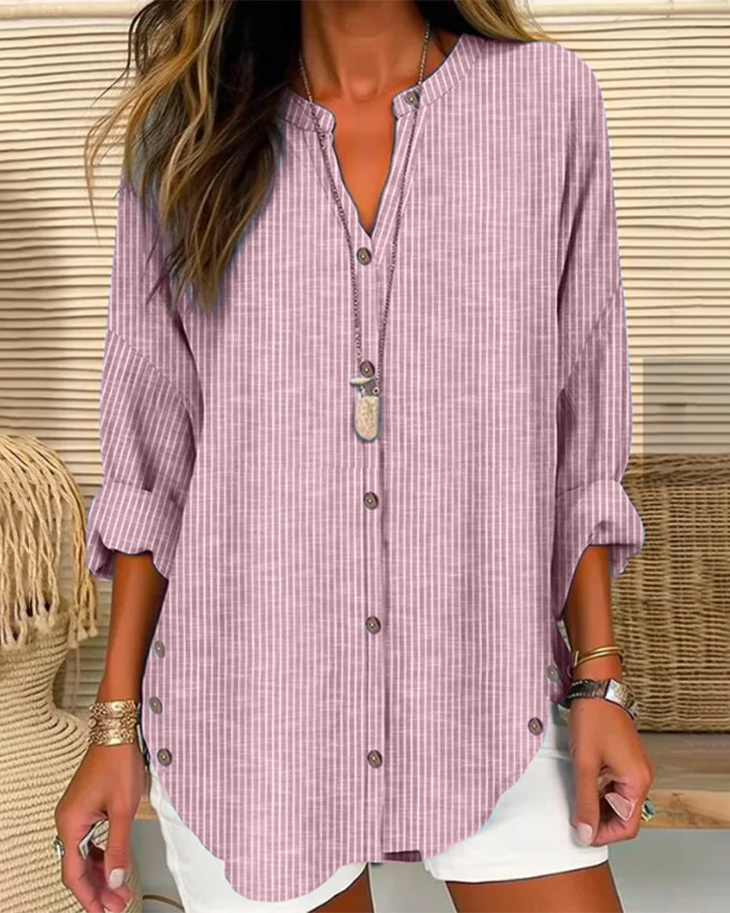 Women's Striped Print Blouse Stylish Fit