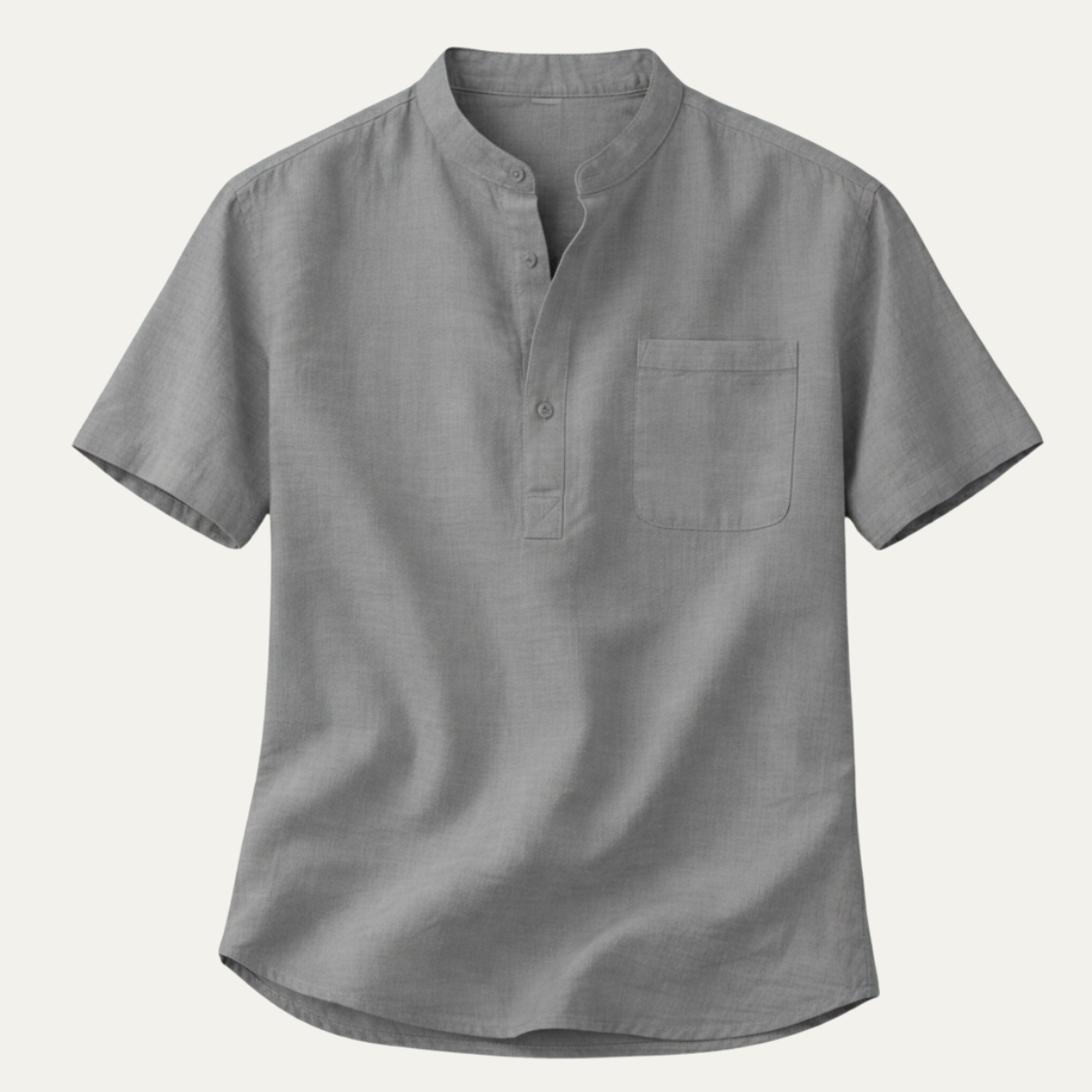 Men's Linen Henley Shirt Lightweight Beige