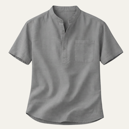 Men's Linen Henley Shirt Lightweight Beige