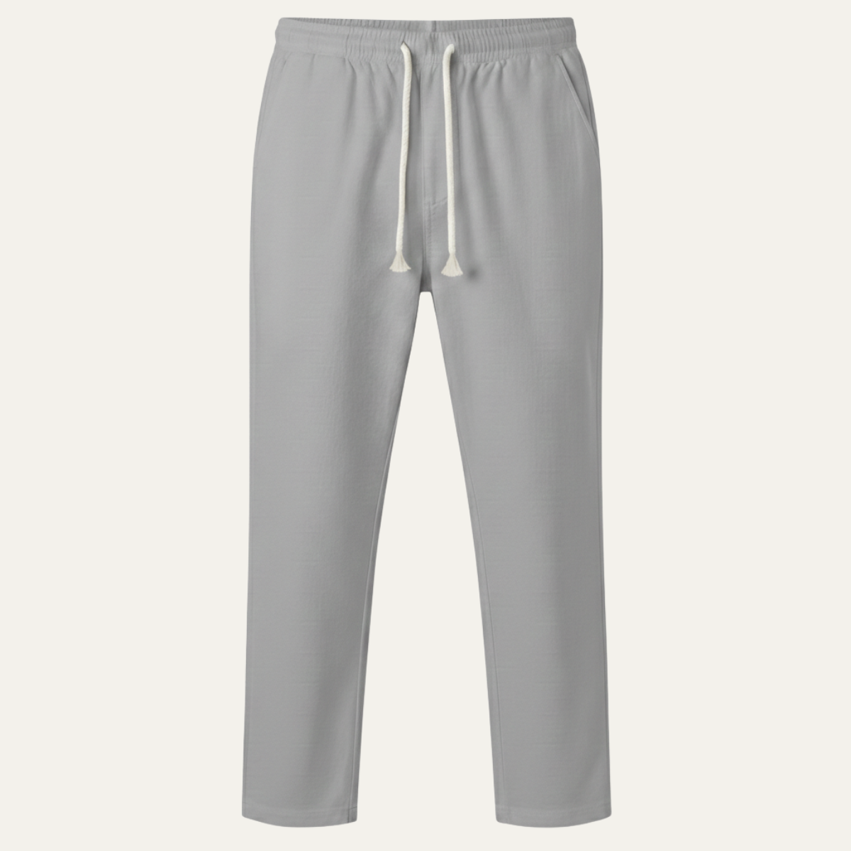 Men's Linen Blend Drawstring Pants Lightweight Beige
