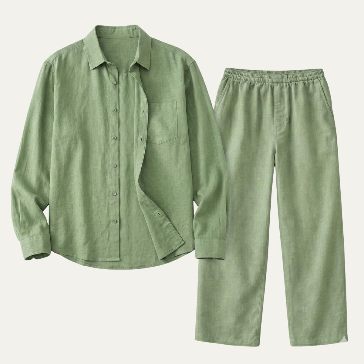 Men's Linen Shirt And Pants Set Oversized