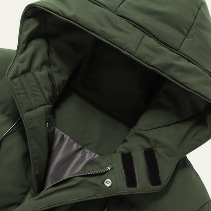 Men's Winter Puffer Hooded Coat Waterproof With Pockets