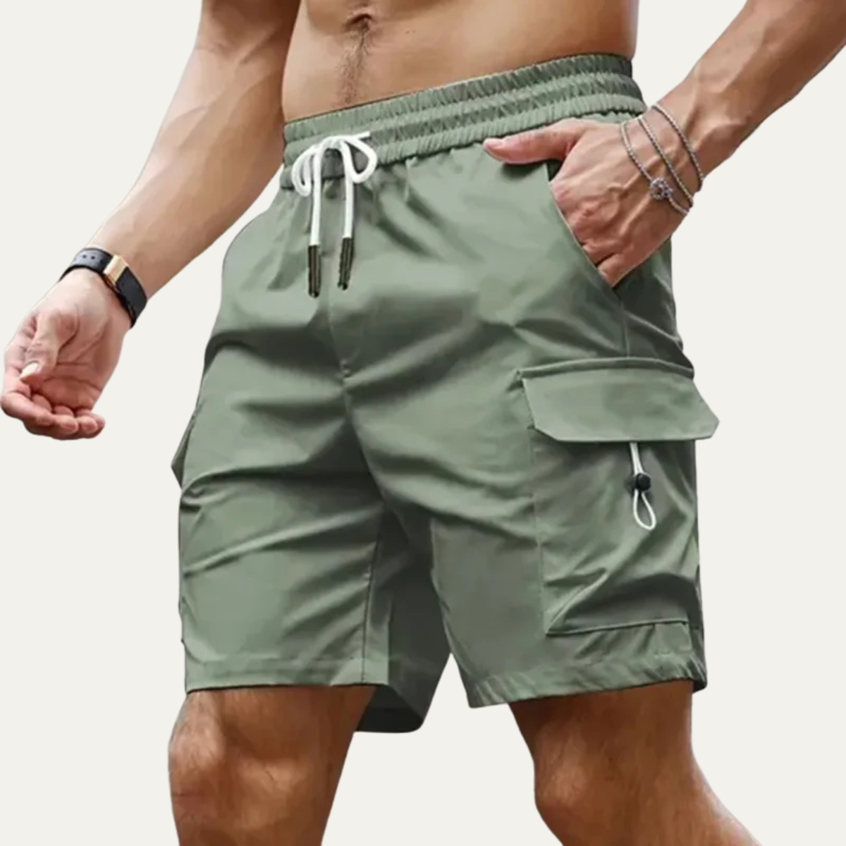 Men's Lightweight Summer Shorts Casual Cotton Beige