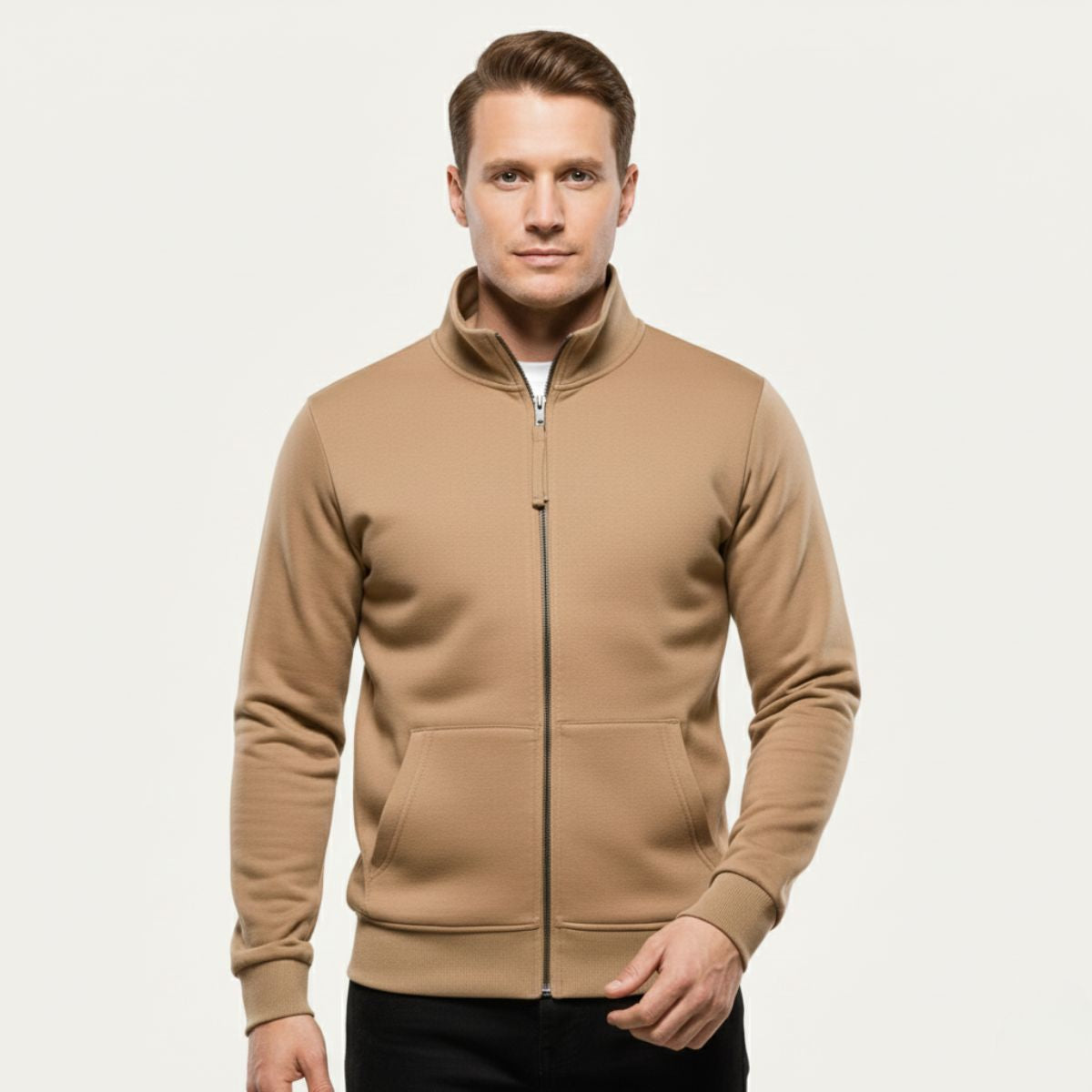Men's Cotton Zip Up Jacket With Pockets