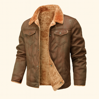 Men's Suede Leather Jacket Fleece Lined