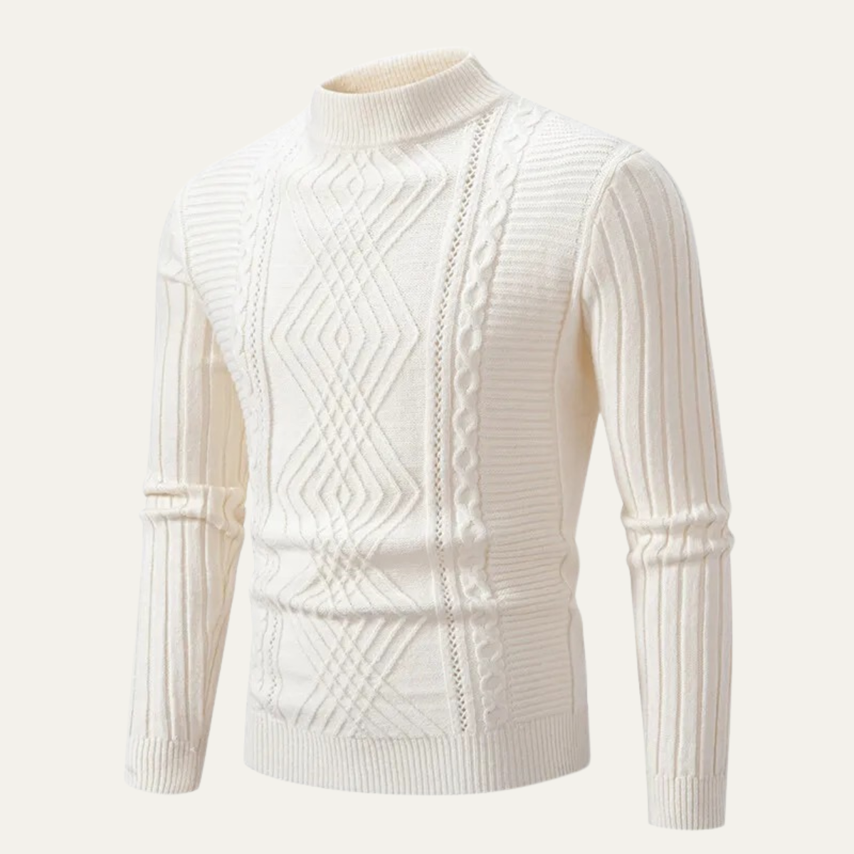 Men's Slim Fit Knitted Mock Neck Sweater