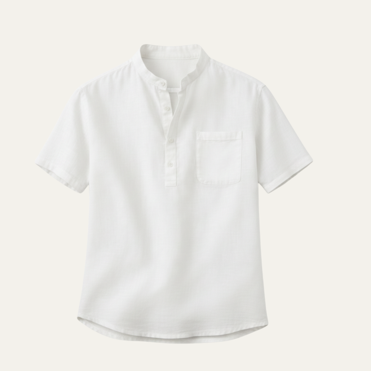 Men's Linen Henley Shirt Classic Summer Beige