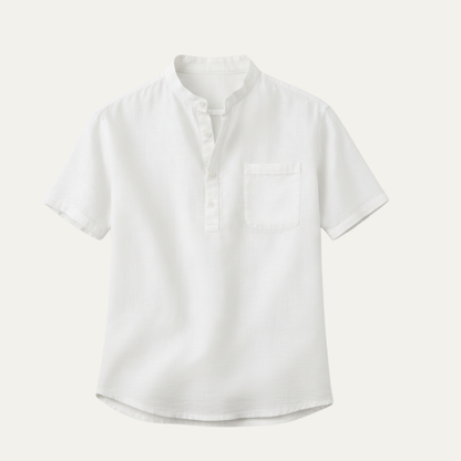 Men's Linen Henley Shirt Classic Summer Beige