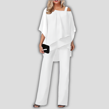 Women's Chiffon Pantsuit Cape 2 Piece