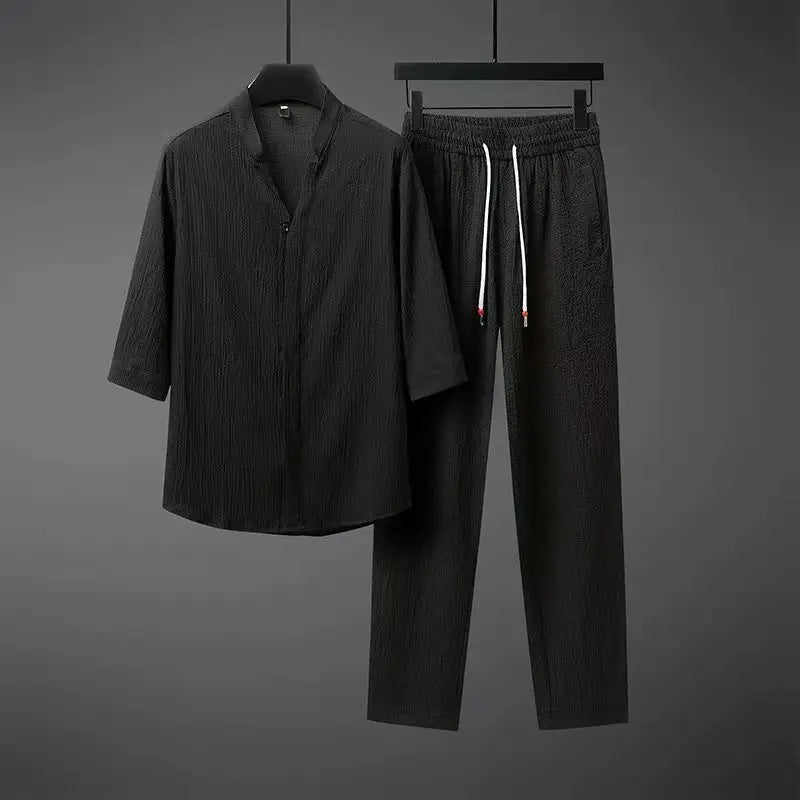 Men's Linen Tracksuit 2-Piece Classic Comfort Set