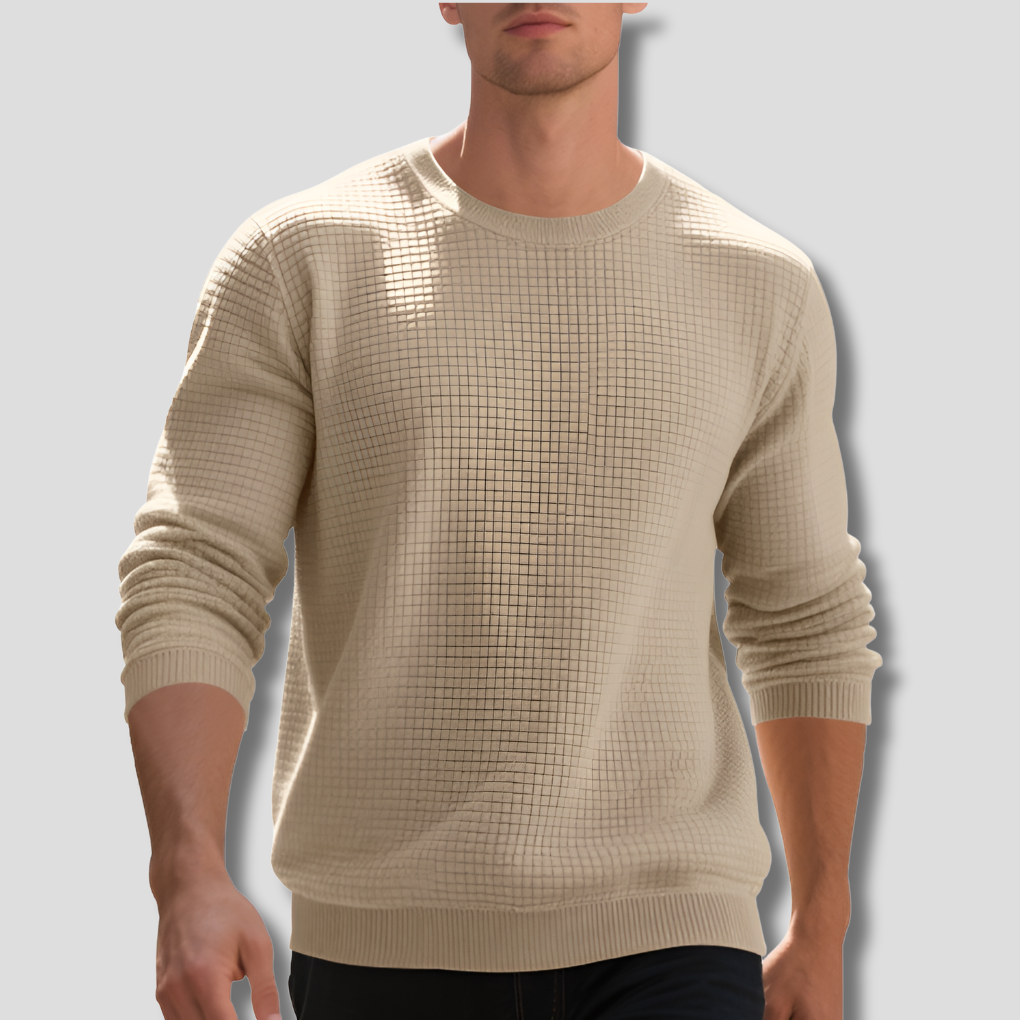 Men's Waffle Knit Sweater Comfortable - Vonnera