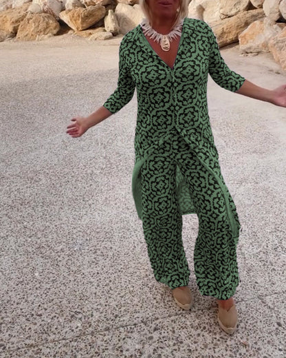 Women's Printed Two-Piece Set Everyday Wear
