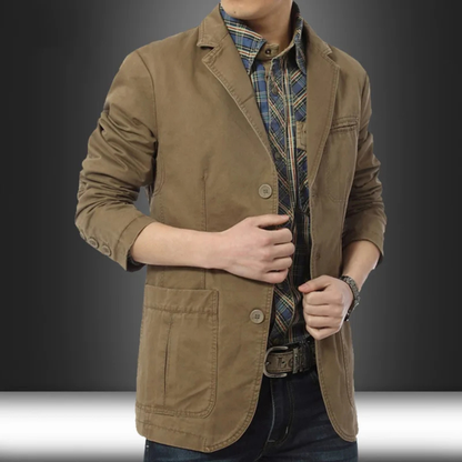 Men's Slim Fit Cotton Blazer Lightweight Navy
