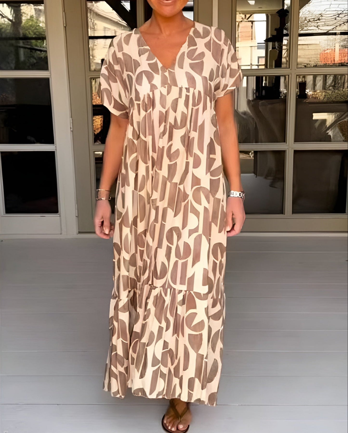 Women's V Neck Flowy Midi Dress Evening - Vonnera