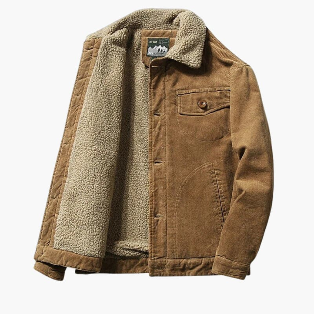 Men's Sherpa Lined Corduroy Jacket Button Front
