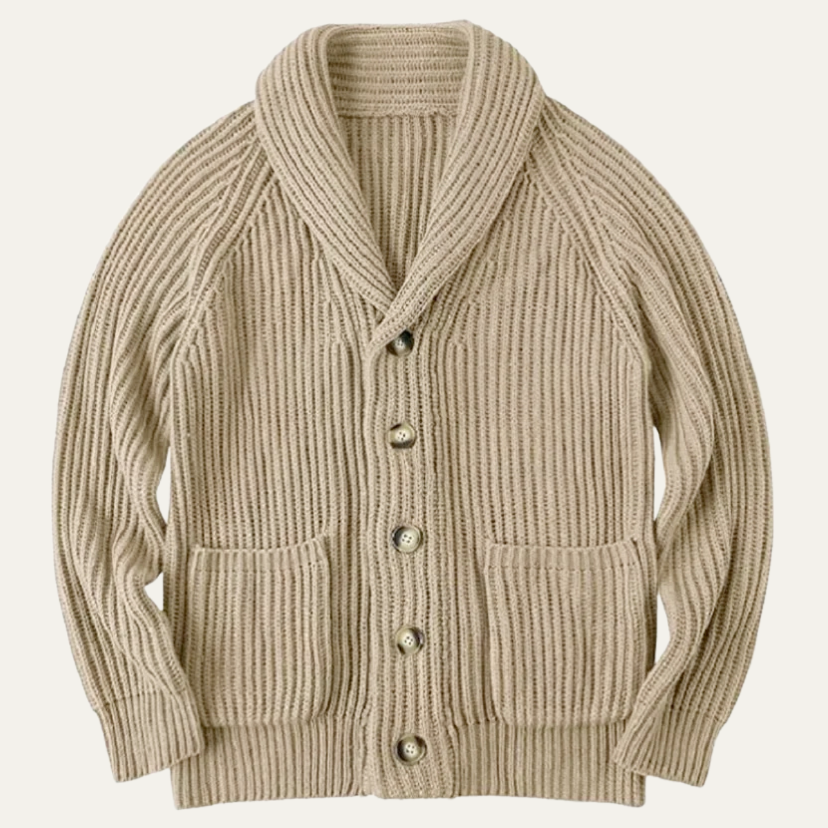 Men's Knit Cardigan Shawl Collar Khaki - Vonnera