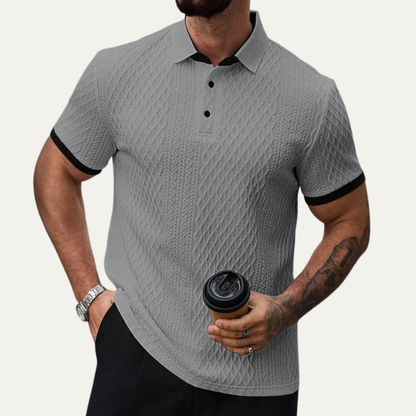 Glenbrook Hill Men's Textured Polo Shirt Contrast Collar