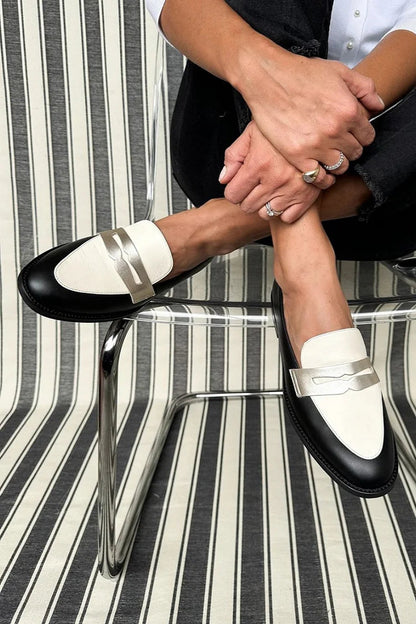 Women's Two Tone Loafers Strap Style