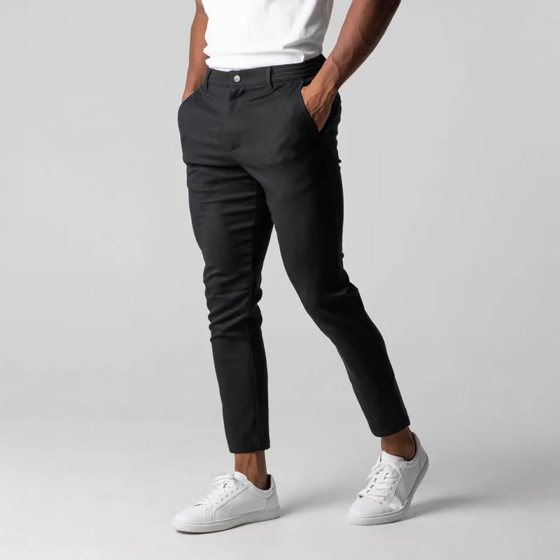 Men's Slim Leg Trousers Button Waist - Vonnera