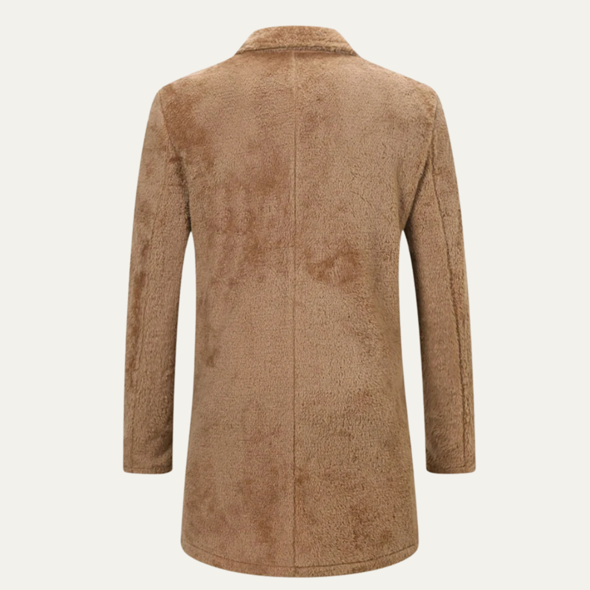 Men's Double Breasted Winter Coat Warm Brown Plush